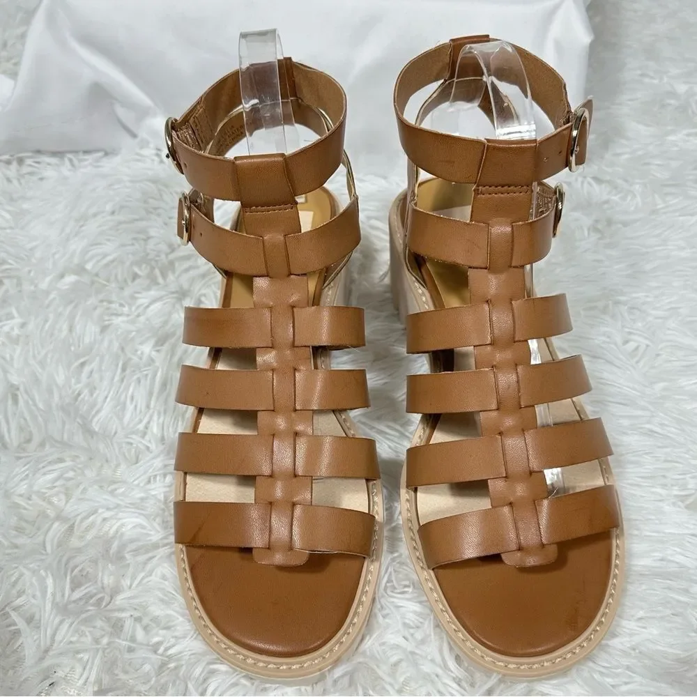 Dolce Vita Lillia Brown Block Heel Gladiator Sandals Chunky Lug Sole Platform 10